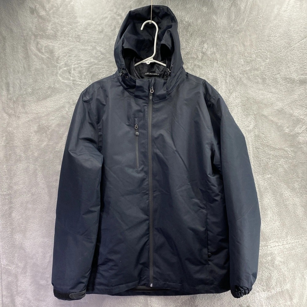 Port Authority Branded Black Zip Up Thin Jacket Mens Size L Free Shipping EUC